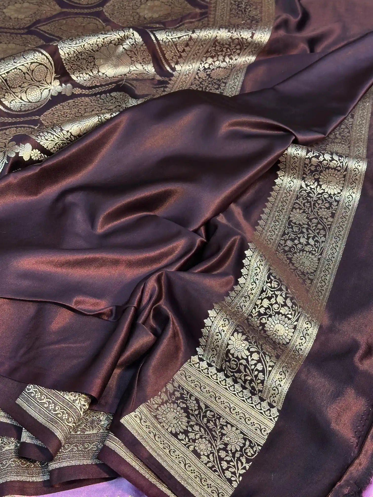 Lavender Contrast Mashru Silk Exclusive Banarasi Saree