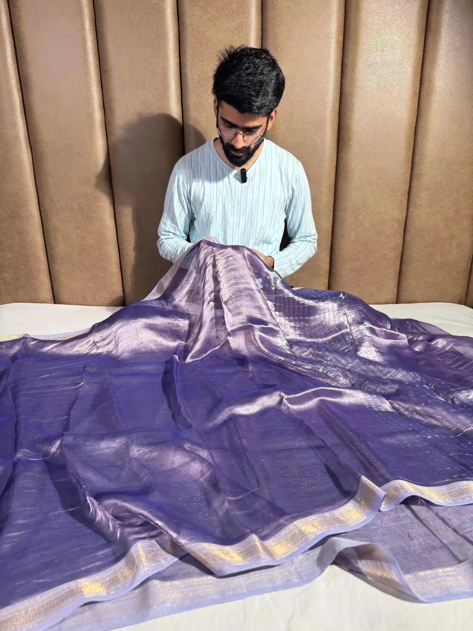 Lavender Pure Tissue Silk Banarasi Saree