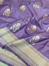 Lavender Zari Buta Weave Pure Katan Silk Saree