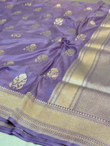 Lavender Zari Buta Weave Pure Katan Silk Saree