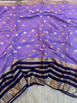 Lavender Viscose Georgette Khaddi Buti Saree