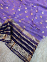 Lavender Viscose Georgette Khaddi Buti Saree