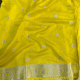 Lemon Semi Georgette Khaddi Banarasi Saree