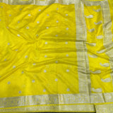 Lemon Semi Georgette Khaddi Banarasi Saree