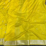 Lemon Semi Georgette Khaddi Banarasi Saree