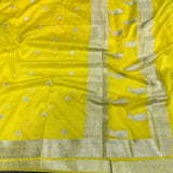 Lemon Semi Georgette Khaddi Banarasi Saree