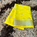 Lemon Semi Georgette Khaddi Banarasi Saree