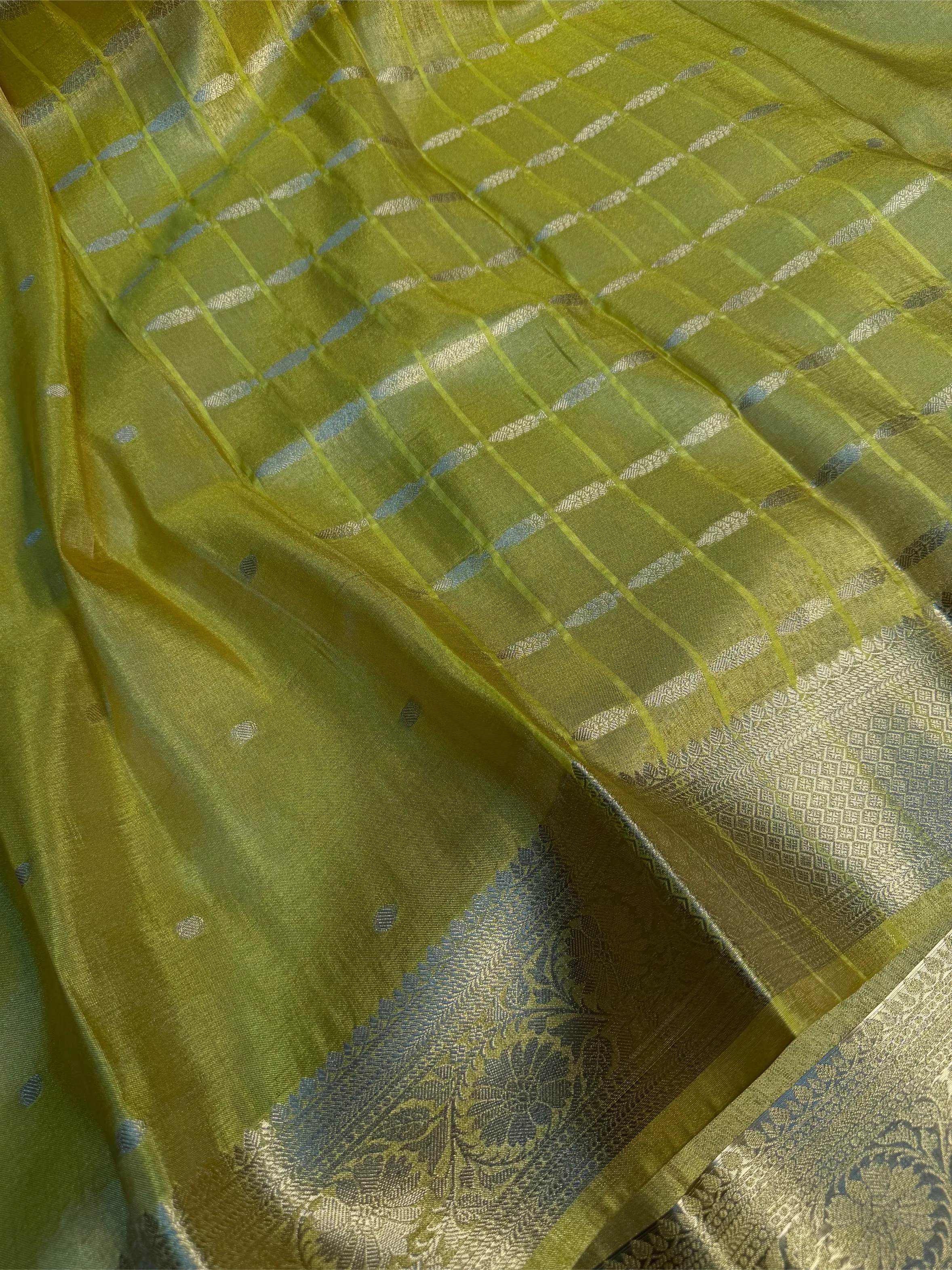 Lemon Yellow Breathable Soft Tissue Silk Banarasi Saree