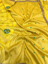 Lemon Yellow Chiniya Silk Floral Design Banarasi Sareevvvvvvvvvvvvvv