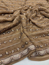Light Coffee Shade Georgette Designer Saree