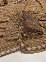 Light Coffee Shade Georgette Designer Saree