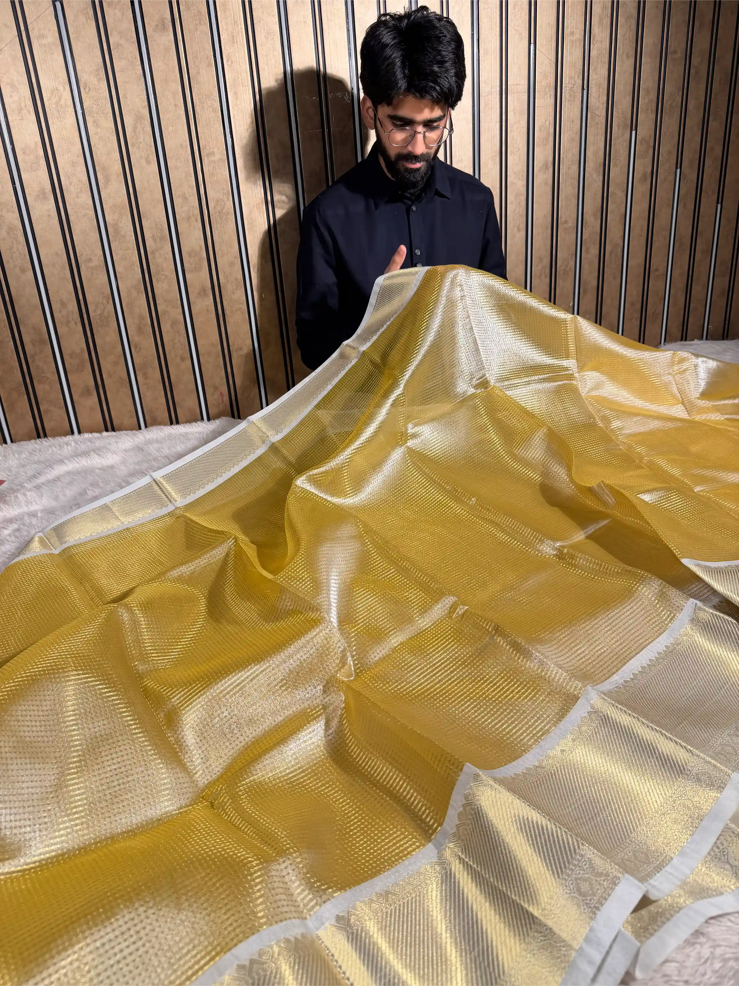 Light Cream Brocade Kanjivaram Tissue Saree