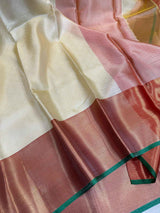 Light Cream Kathan Tissue Silk Banarasi Saree