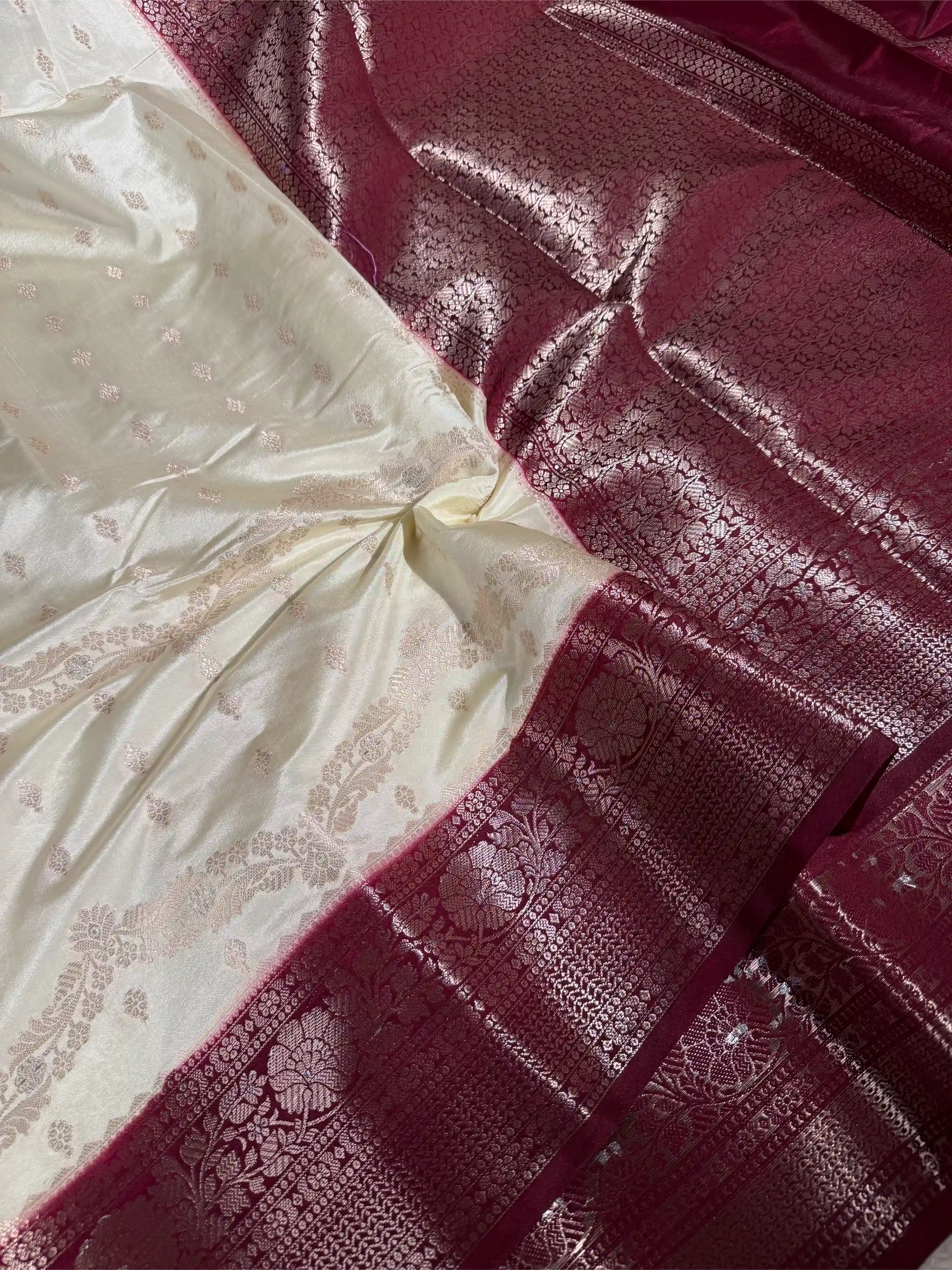 Light Cream Raw Chinia Silk Intricate Banarasi Saree