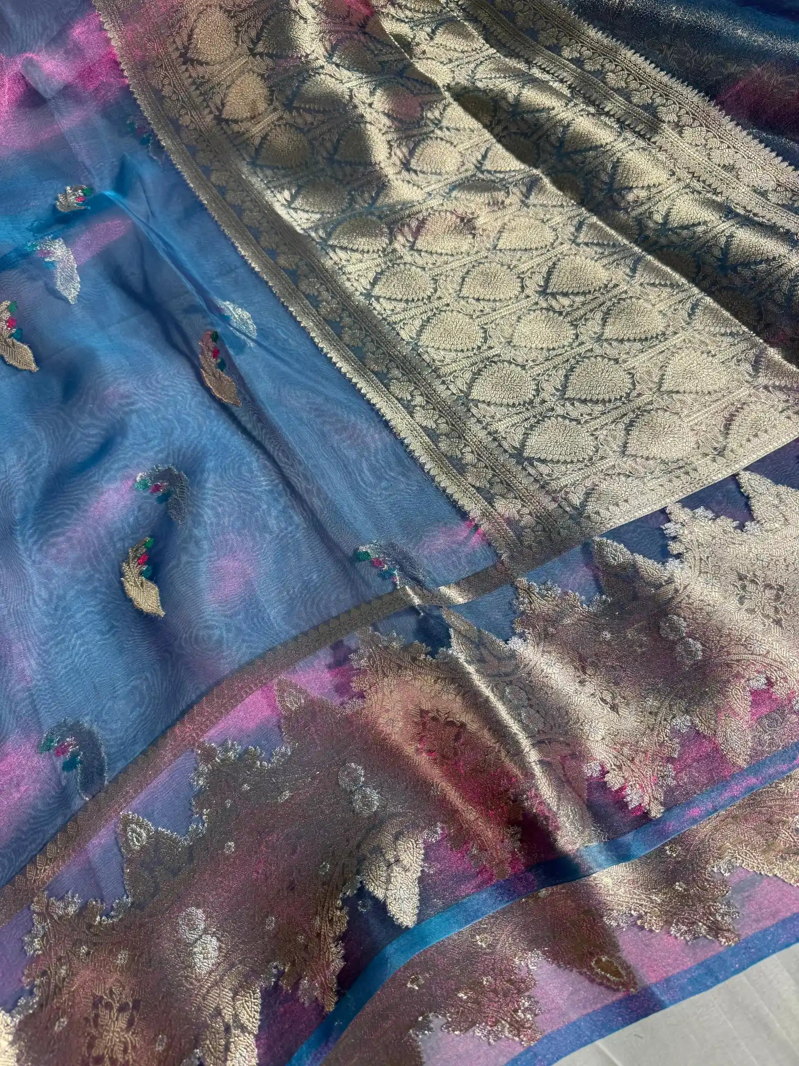 Light Firozi Pure Tissue Silk Heritage Banarasi Saree