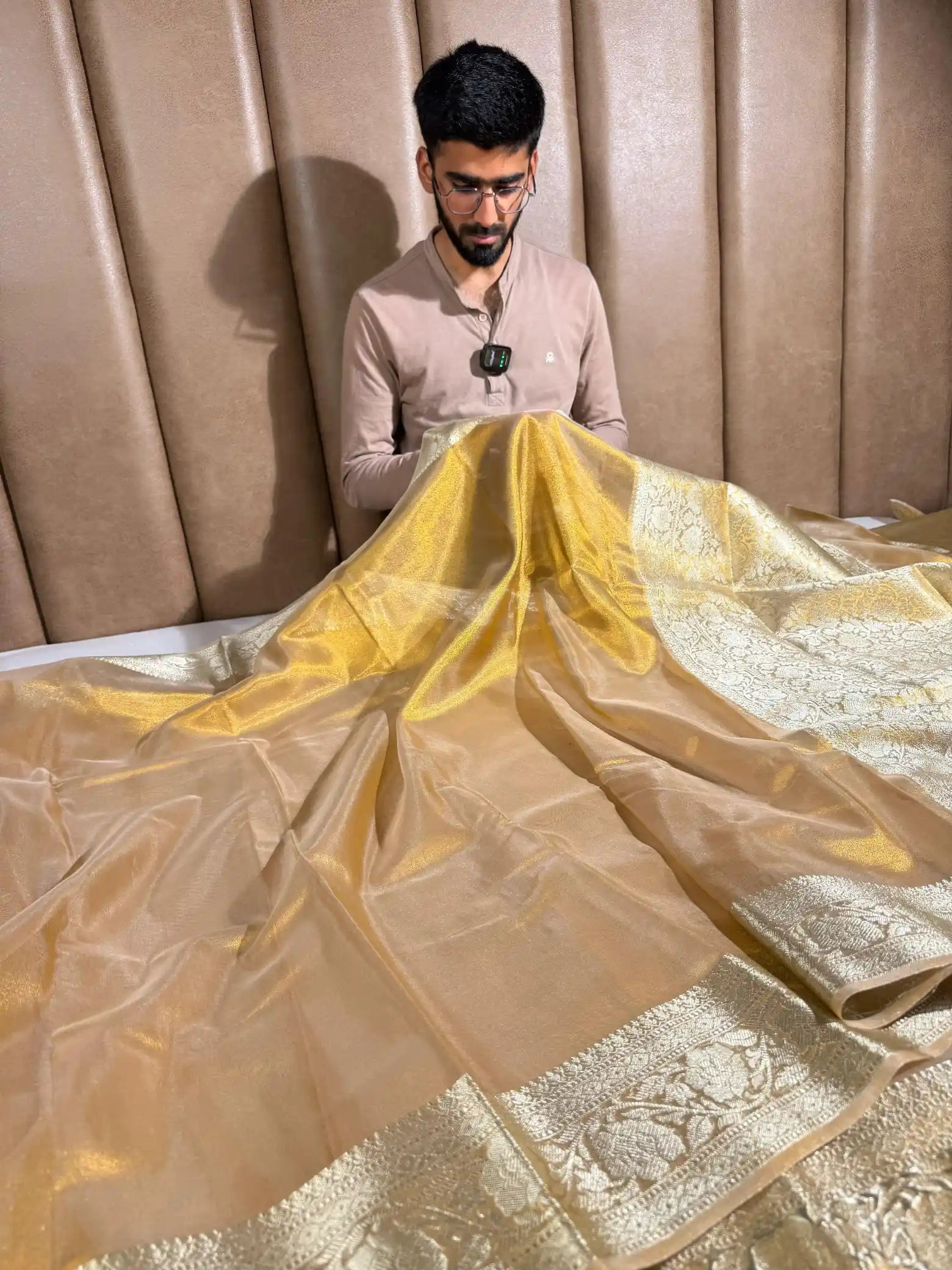 Light Gold Tissue Silk Banarasi Saree