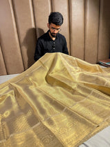 Light Gold Tissue Silk Embossed Weave Banarasi Saree