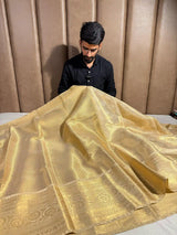Light Gold Tissue Silk Embossed Weave Banarasi Saree