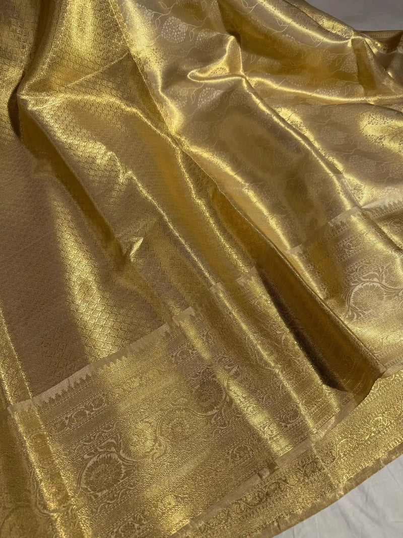 Light Gold Tissue Silk Embossed Weave Banarasi Saree
