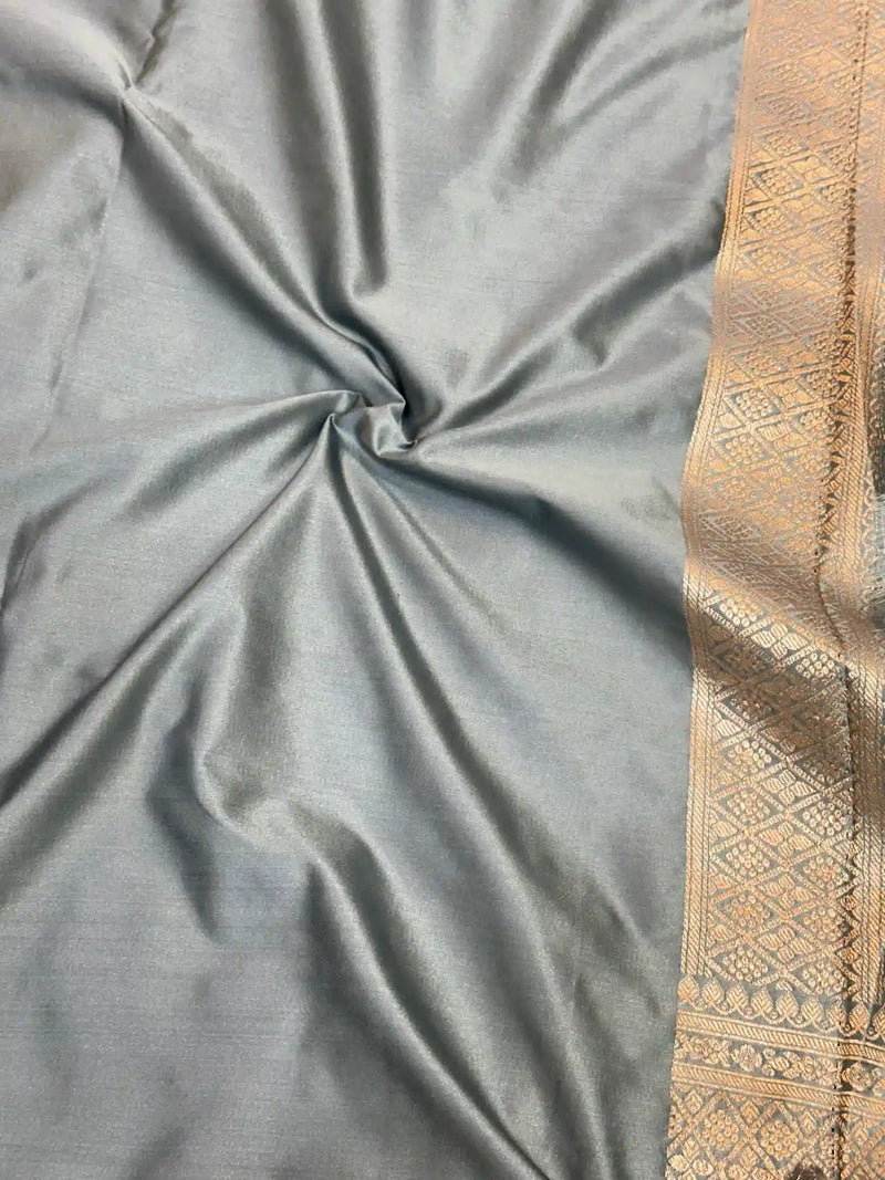 Light Grey Premium Mashru Katan Saree 