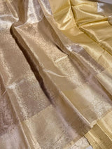 Light Ivory Embossed Tissue Silk Banarasi Saree