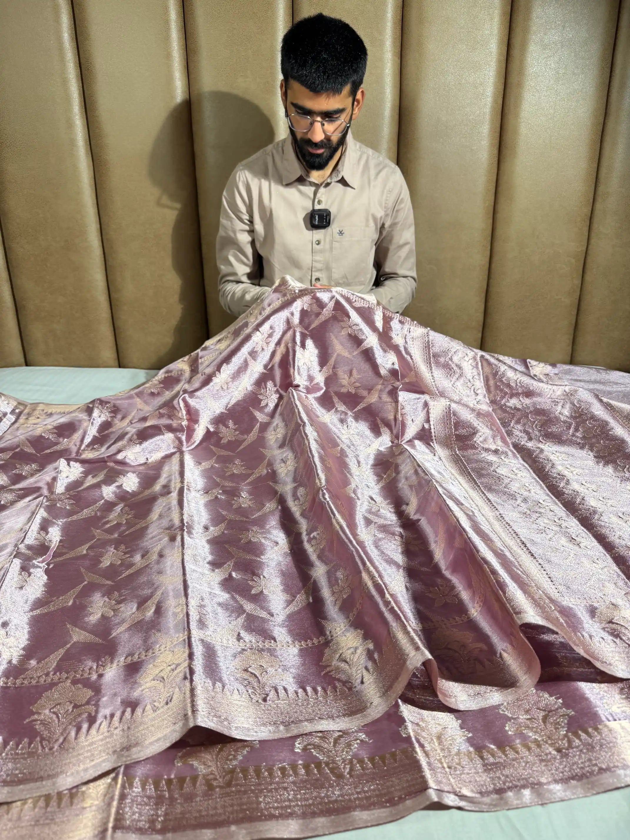 Light Lavender Kathan Tissue Silk Banarasi Saree