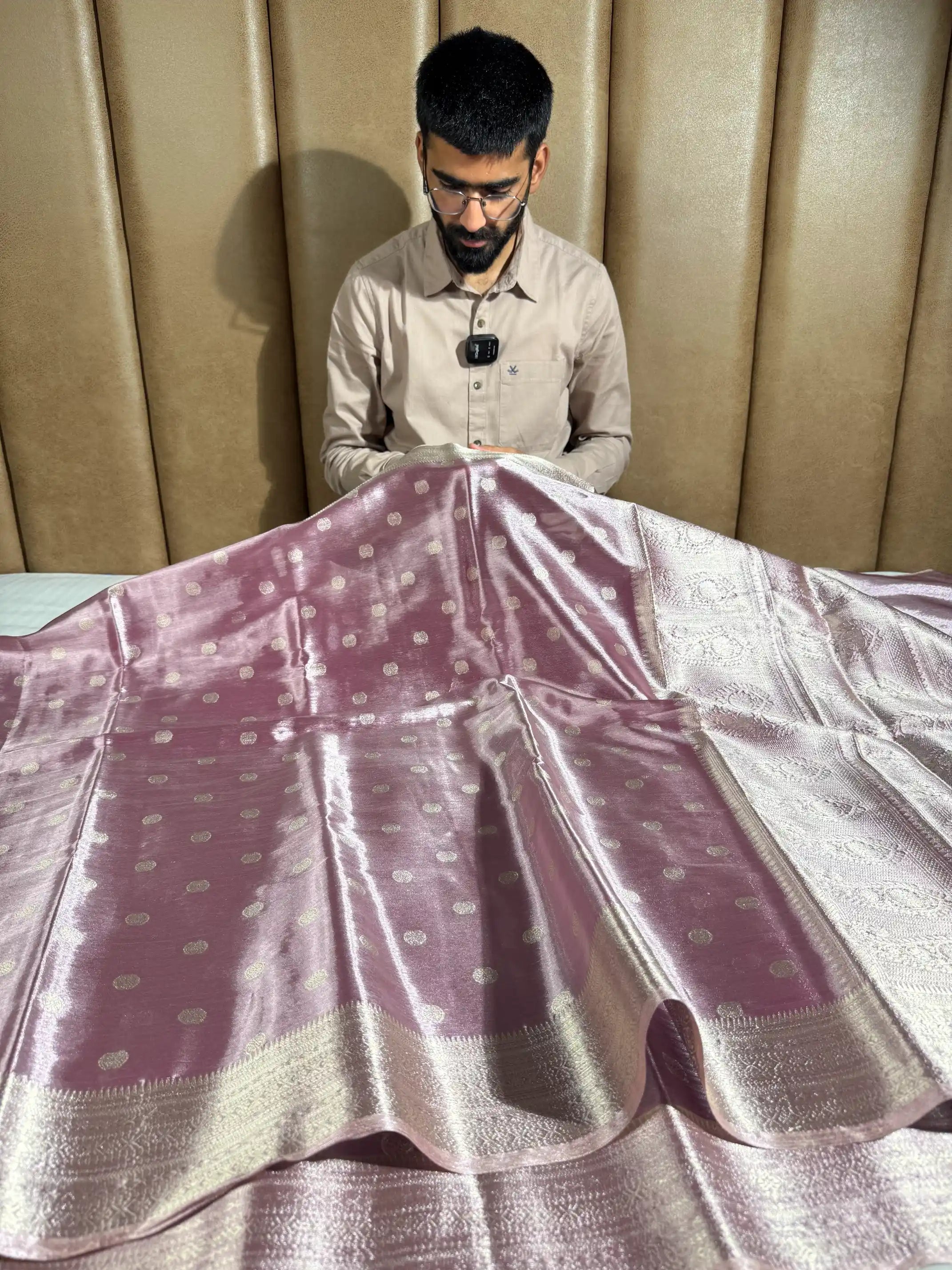 Light Lavender Kathan Tissue Silk Banarasi Saree