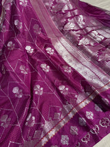 Light Majenta Chiniya Silk  Intricate Zari Weave Banarasi Saree