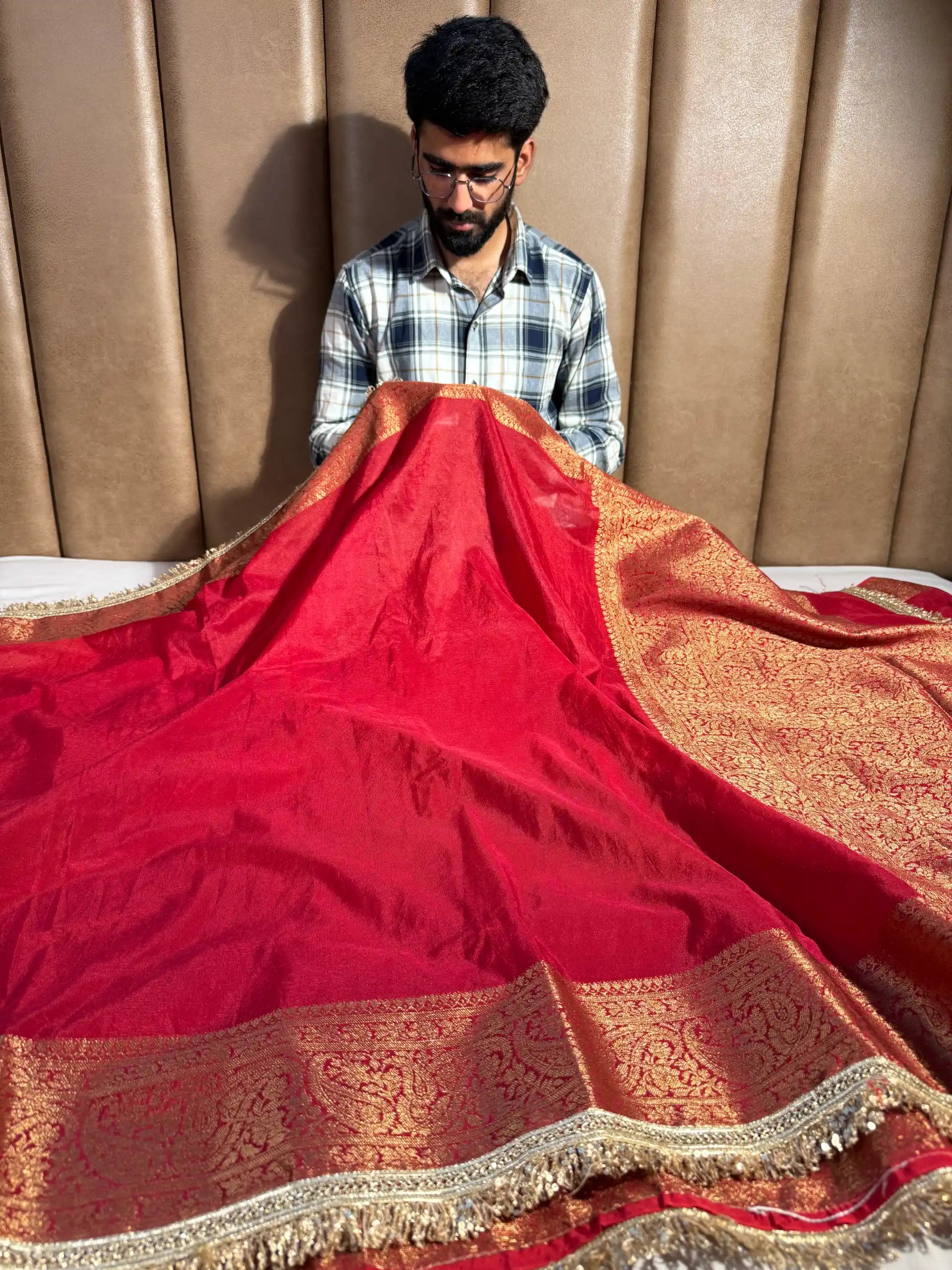 Light Maroon Chiniya Silk Designer Banarasi Saree