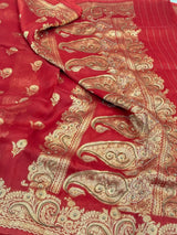 Light Maroon Exclusive Handwork Pure Organza Silk Saree