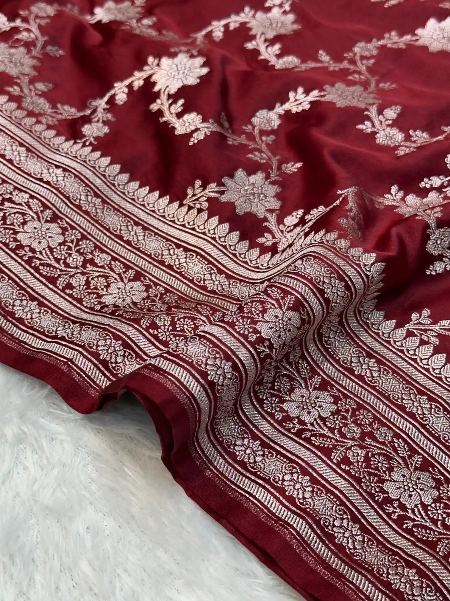 Light Maroon Mashru Katan Silk Heritage Weave Banarasi Saree