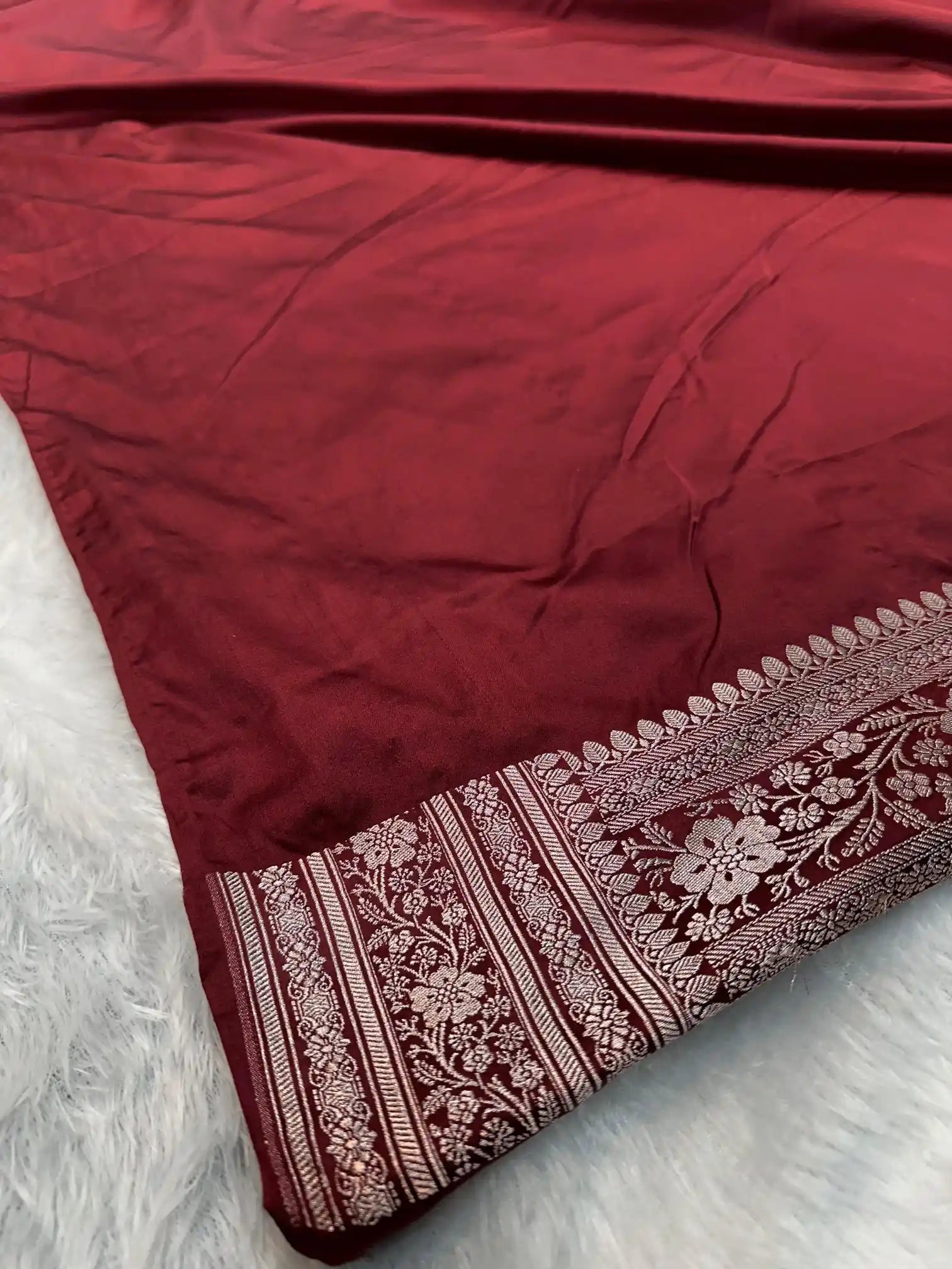 Light Maroon Mashru Katan Silk Heritage Weave Banarasi Saree
