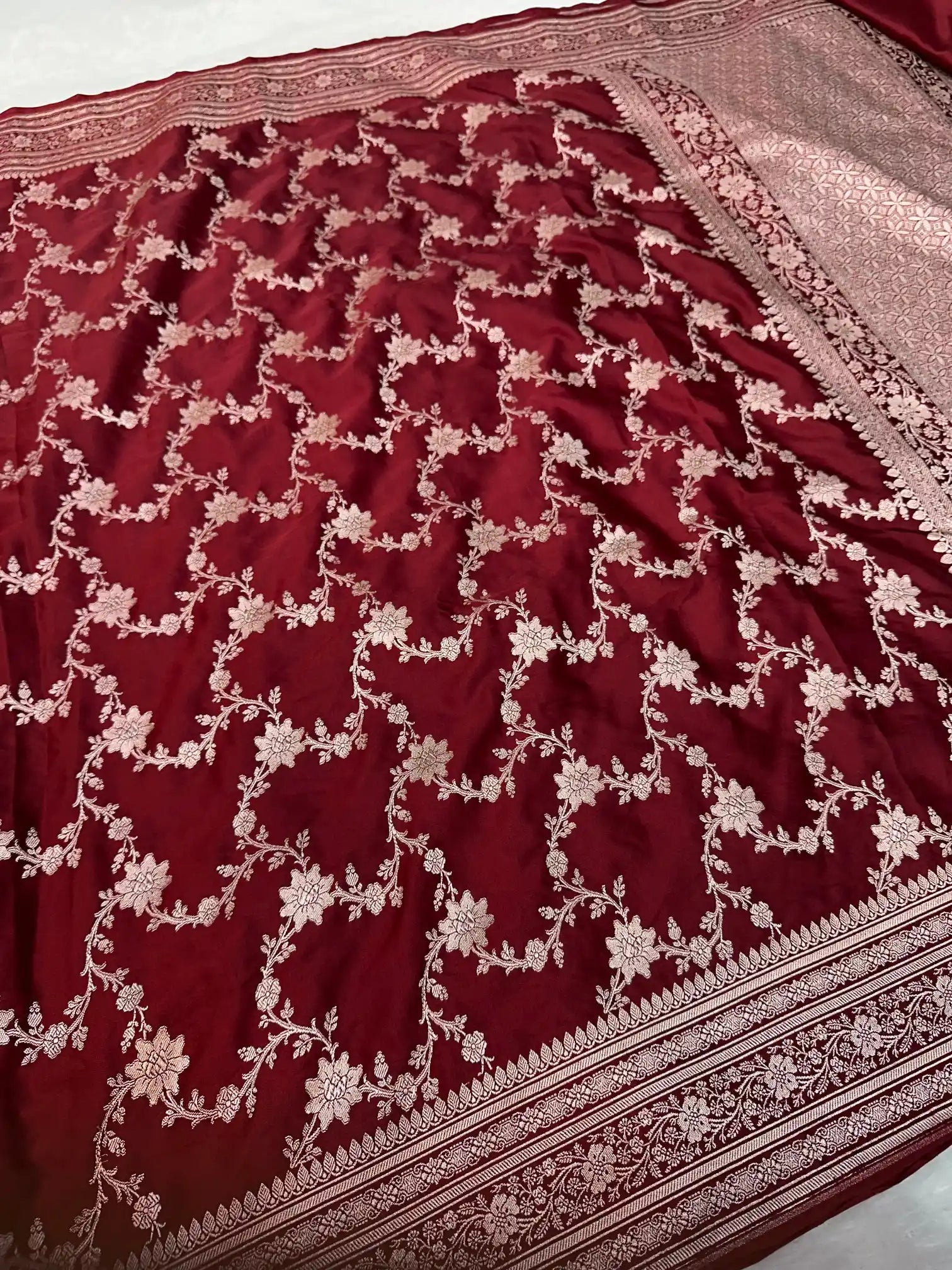 Light Maroon Mashru Katan Silk Heritage Weave Banarasi Saree