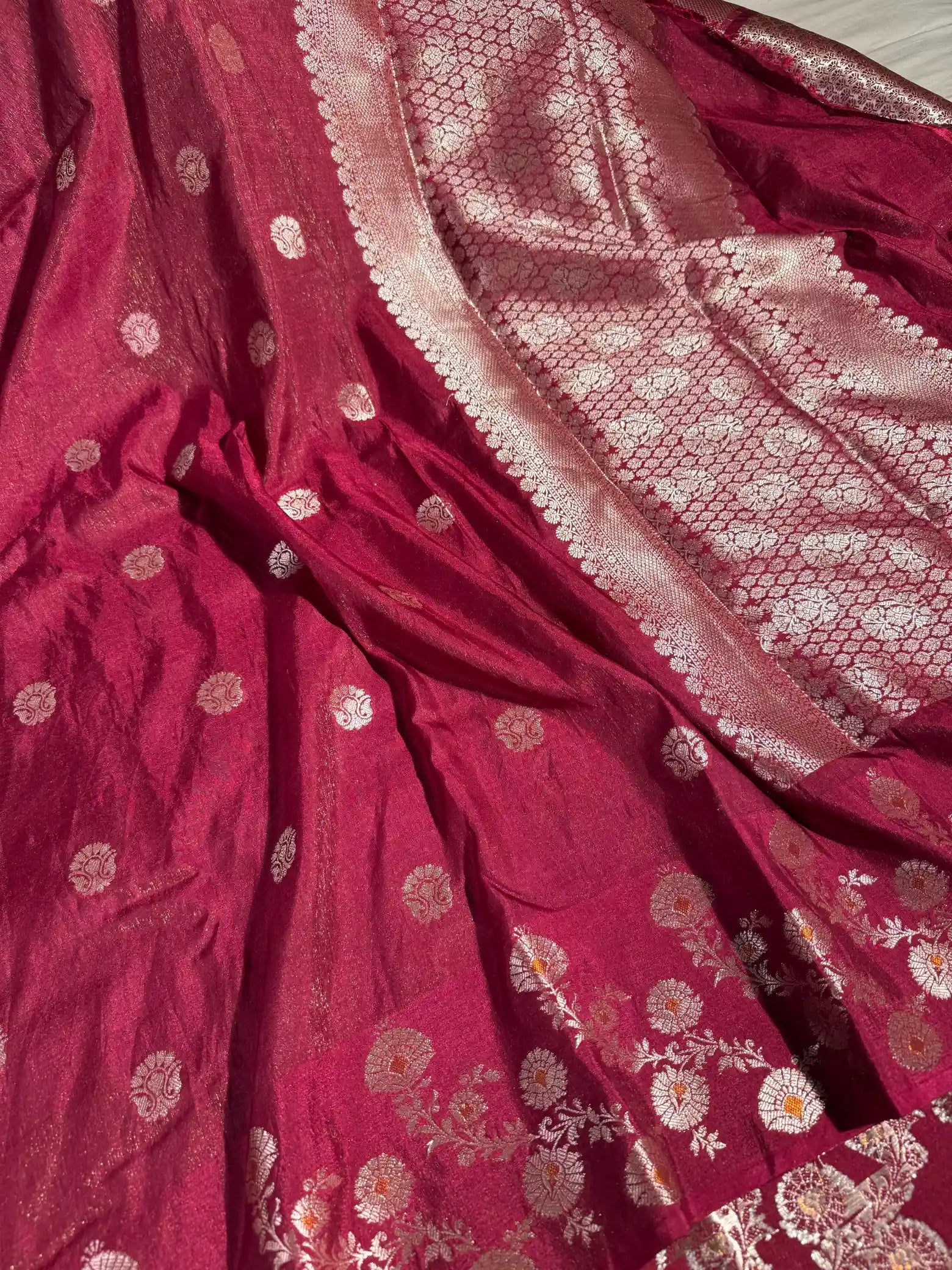 Light Maroon Tissue Viscose Silk Banarasi Saree