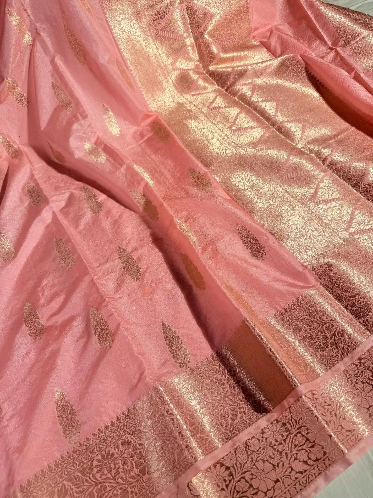 Light Peach Chiniya Silk Traditional Banarasi Saree