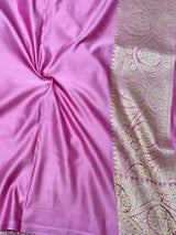 Light Pink Handbrush Painted Mashru Katan Silk Banarasi Saree 