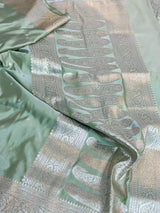 Light Pista Green Premium Mashru Katan Banarasi Saree