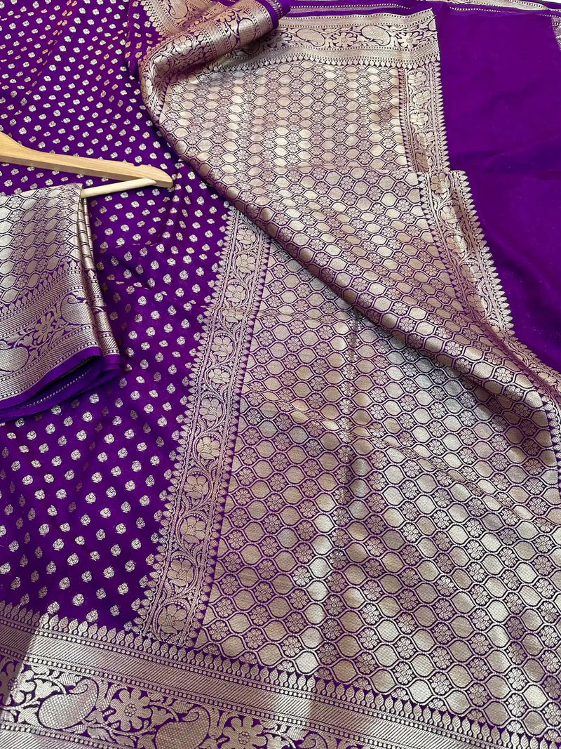 Light Purple Chiniya Silk Zari Buti Weave Banarasi Saree