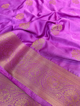 Light Purple Mashru Katan Zari Buta Banarasi Saree