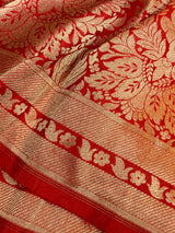 Light Red Pure Katan Silk Brocade Banarasi Saree