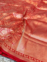 Light Red Pure Katan Silk Brocade Banarasi Saree