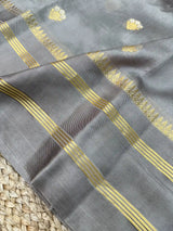 Light Beige Raw Mango Silk Banarasi Saree