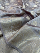 Light Brown Pure Chiniya Silk Saree