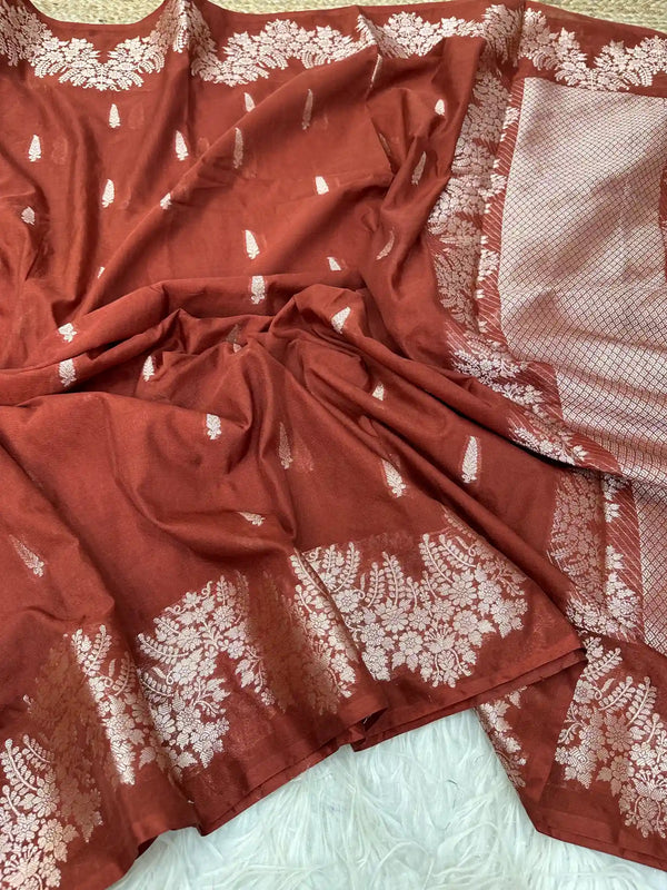 Light Brown Shade Kora Silk Handloom Concept Banarasi Saree