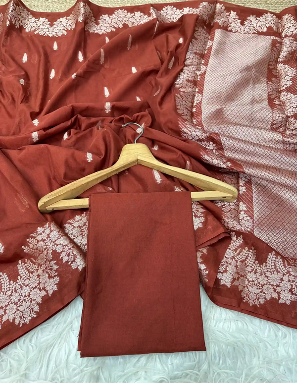 Light Brown Shade Kora Silk Handloom Concept Banarasi Saree