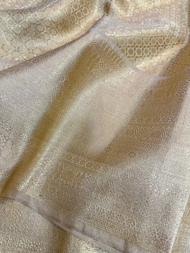 Light Golden Kanjeevaram Tissue Silk Bridal Saree