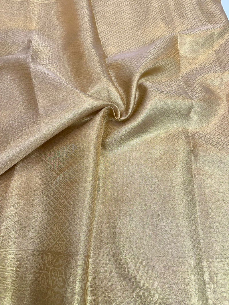 Light Golden Tissue Silk Bridal Banarasi Saree