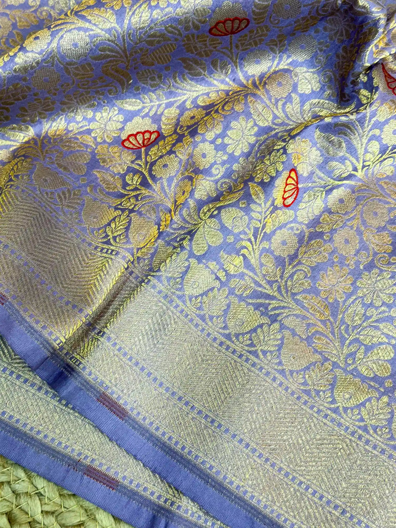 Light Lavender Meenakari Brocade Katan Silk Saree