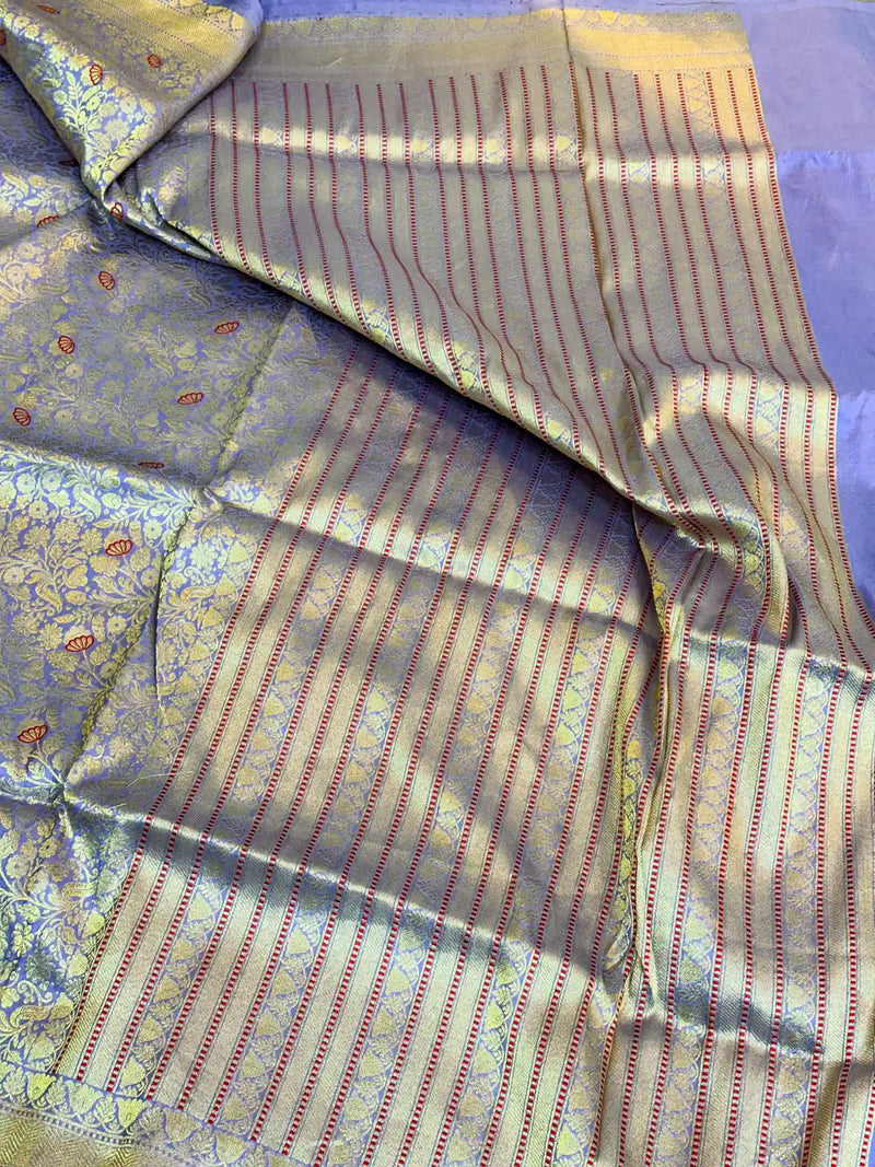 Light Lavender Meenakari Brocade Katan Silk Saree