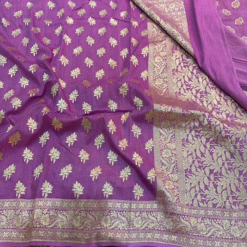 Light Lavender Munga Silk Banarasi Buta Saree